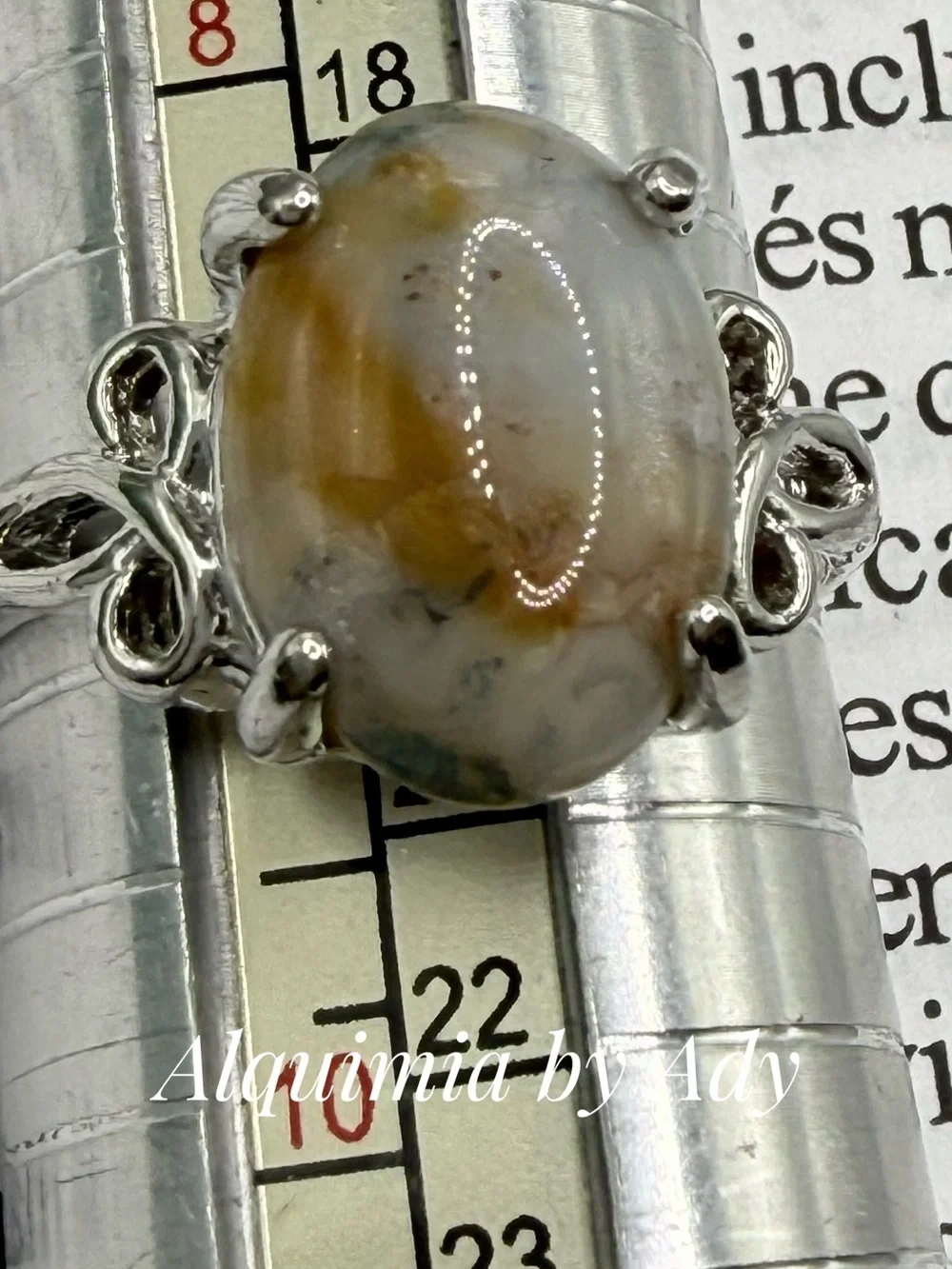 Silver Ring with White-Grey Jasper